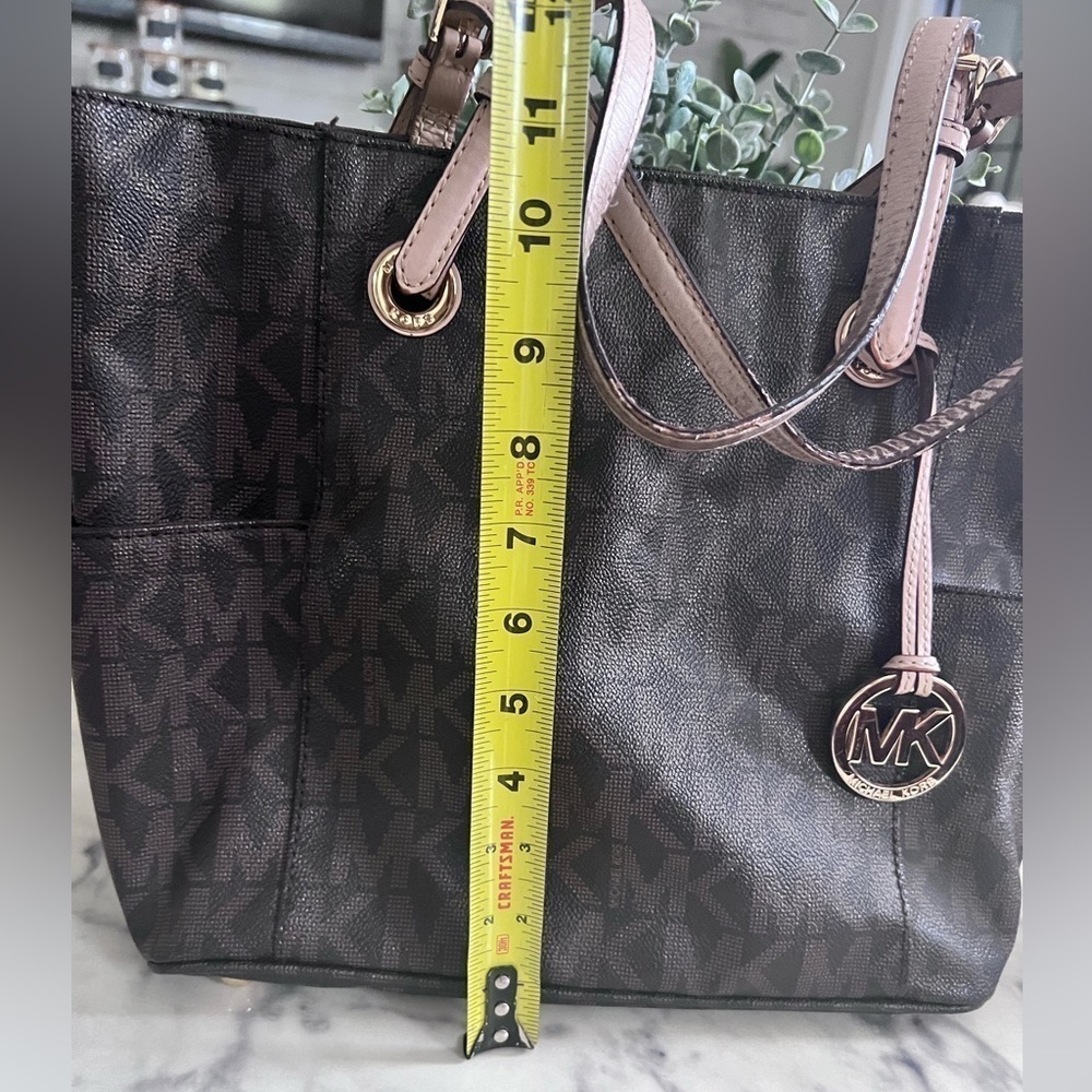 Authentic Michael Kors tote dark brown tan purse handbag shoulder bag - Picture 13 of 13